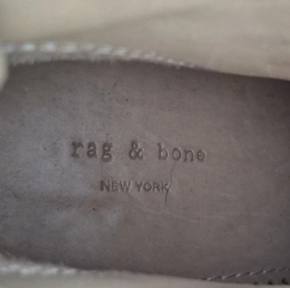 rag & bone Newbury Canvas Ankle Boots Gray Putty Size 37 Block Heel Zip